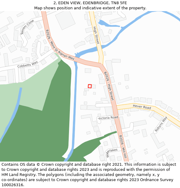 2, EDEN VIEW, EDENBRIDGE, TN8 5FE: Location map and indicative extent of plot