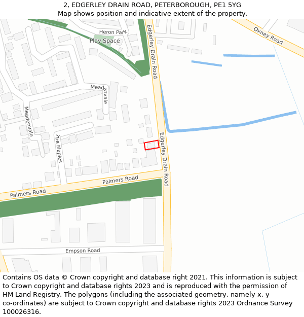 2, EDGERLEY DRAIN ROAD, PETERBOROUGH, PE1 5YG: Location map and indicative extent of plot