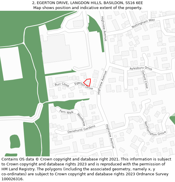 2, EGERTON DRIVE, LANGDON HILLS, BASILDON, SS16 6EE: Location map and indicative extent of plot