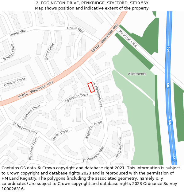 2, EGGINGTON DRIVE, PENKRIDGE, STAFFORD, ST19 5SY: Location map and indicative extent of plot