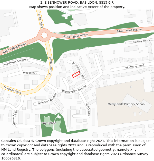 2, EISENHOWER ROAD, BASILDON, SS15 6JR: Location map and indicative extent of plot