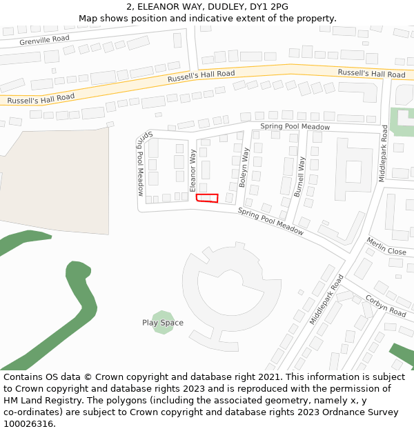 2, ELEANOR WAY, DUDLEY, DY1 2PG: Location map and indicative extent of plot