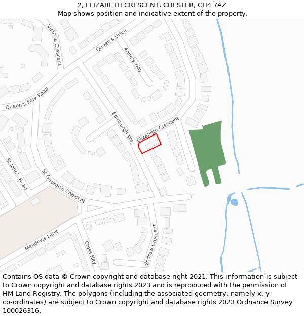 2, ELIZABETH CRESCENT, CHESTER, CH4 7AZ: Location map and indicative extent of plot