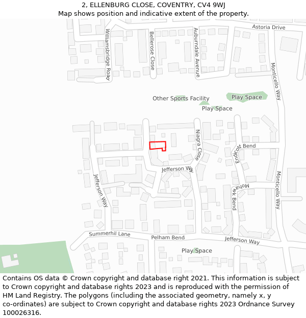 2, ELLENBURG CLOSE, COVENTRY, CV4 9WJ: Location map and indicative extent of plot