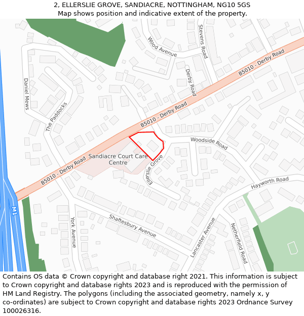 2, ELLERSLIE GROVE, SANDIACRE, NOTTINGHAM, NG10 5GS: Location map and indicative extent of plot