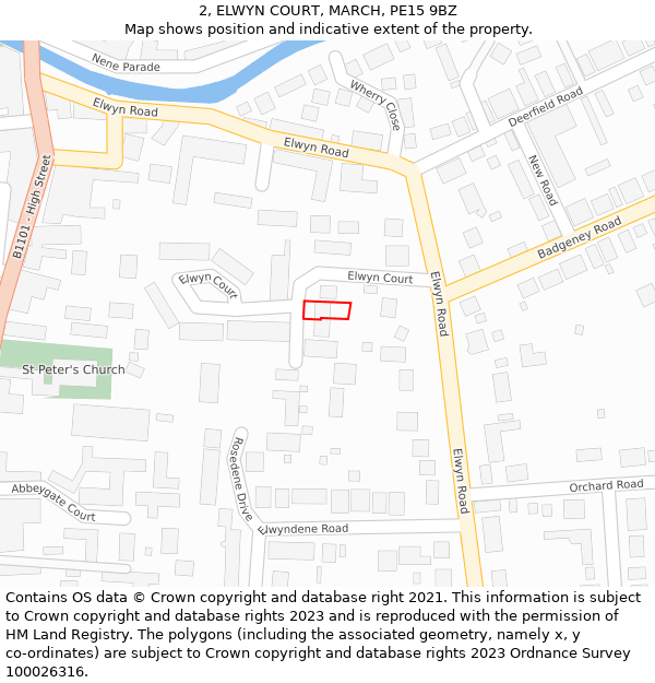 2, ELWYN COURT, MARCH, PE15 9BZ: Location map and indicative extent of plot