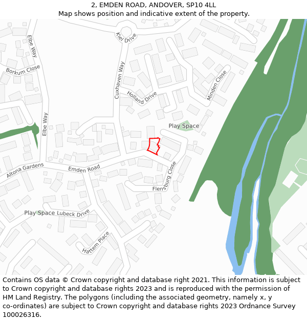 2, EMDEN ROAD, ANDOVER, SP10 4LL: Location map and indicative extent of plot