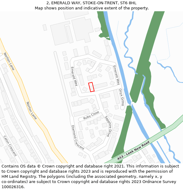 2, EMERALD WAY, STOKE-ON-TRENT, ST6 8HL: Location map and indicative extent of plot
