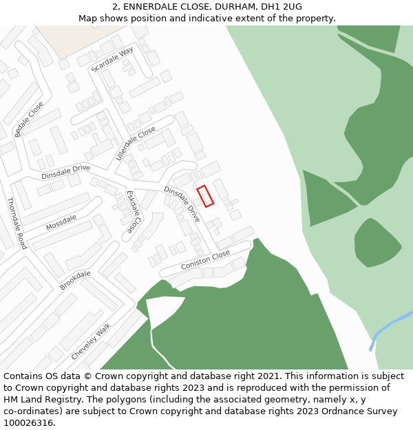 2, ENNERDALE CLOSE, DURHAM, DH1 2UG: Location map and indicative extent of plot