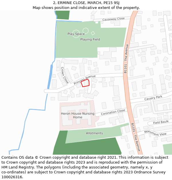 2, ERMINE CLOSE, MARCH, PE15 9SJ: Location map and indicative extent of plot