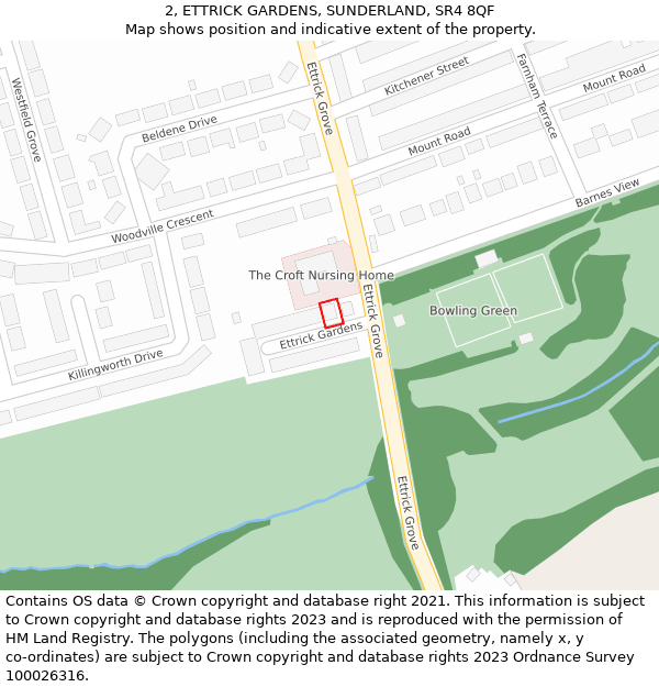 2, ETTRICK GARDENS, SUNDERLAND, SR4 8QF: Location map and indicative extent of plot