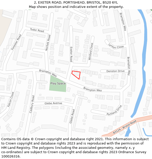 2, EXETER ROAD, PORTISHEAD, BRISTOL, BS20 6YL: Location map and indicative extent of plot