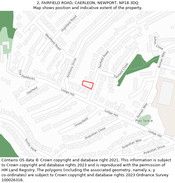 2, FAIRFIELD ROAD, CAERLEON, NEWPORT, NP18 3DQ: Location map and indicative extent of plot