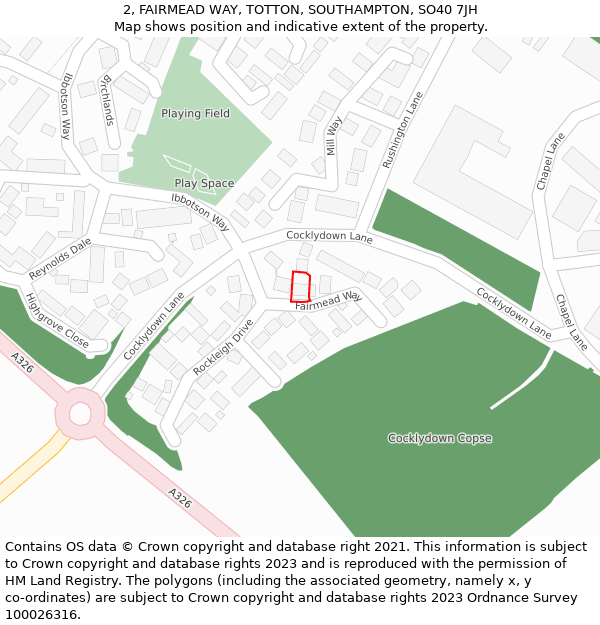 2, FAIRMEAD WAY, TOTTON, SOUTHAMPTON, SO40 7JH: Location map and indicative extent of plot