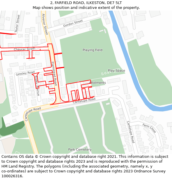2, FARFIELD ROAD, ILKESTON, DE7 5LT: Location map and indicative extent of plot