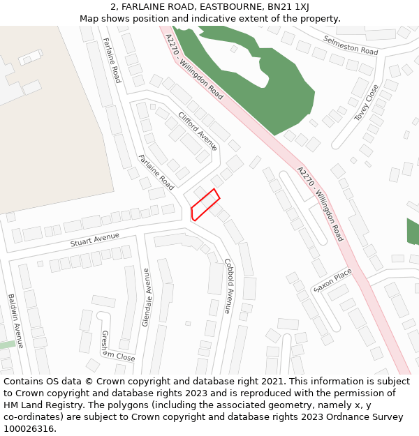 2, FARLAINE ROAD, EASTBOURNE, BN21 1XJ: Location map and indicative extent of plot