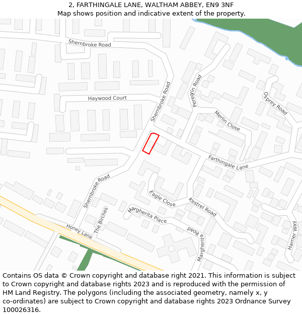 2, FARTHINGALE LANE, WALTHAM ABBEY, EN9 3NF: Location map and indicative extent of plot