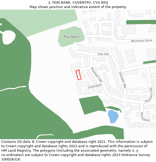 2, FEIN BANK, COVENTRY, CV4 9XQ: Location map and indicative extent of plot