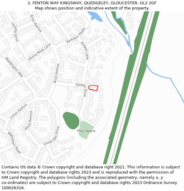 2, FENTON WAY KINGSWAY, QUEDGELEY, GLOUCESTER, GL2 2GF: Location map and indicative extent of plot