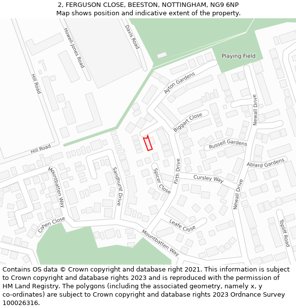 2, FERGUSON CLOSE, BEESTON, NOTTINGHAM, NG9 6NP: Location map and indicative extent of plot