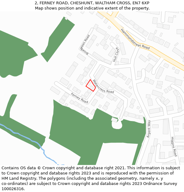 2, FERNEY ROAD, CHESHUNT, WALTHAM CROSS, EN7 6XP: Location map and indicative extent of plot