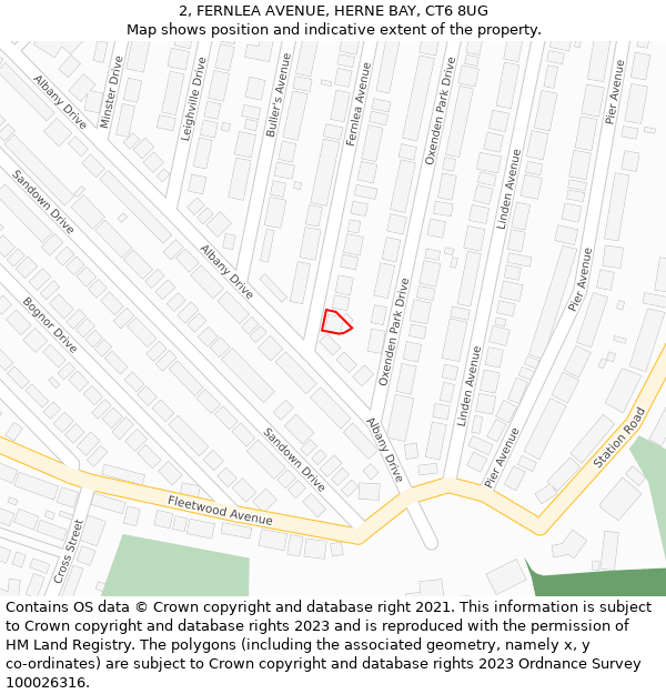 2, FERNLEA AVENUE, HERNE BAY, CT6 8UG: Location map and indicative extent of plot