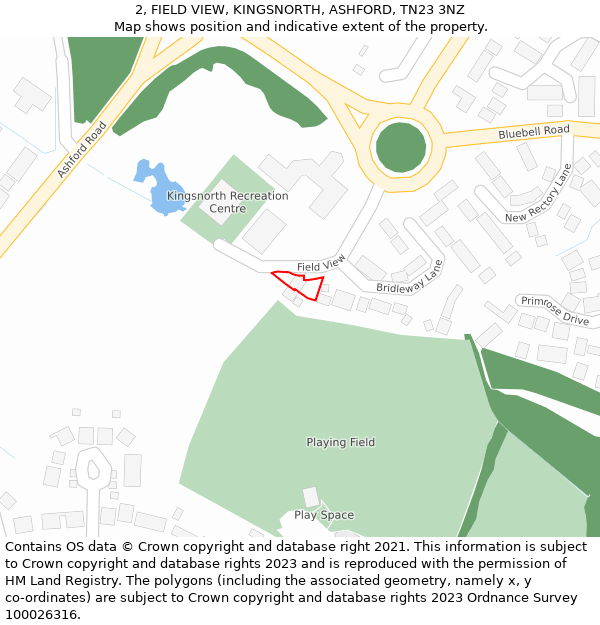 2, FIELD VIEW, KINGSNORTH, ASHFORD, TN23 3NZ: Location map and indicative extent of plot