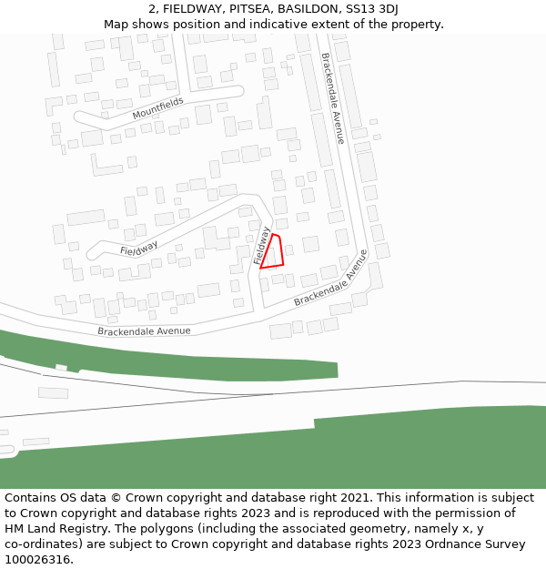 2, FIELDWAY, PITSEA, BASILDON, SS13 3DJ: Location map and indicative extent of plot