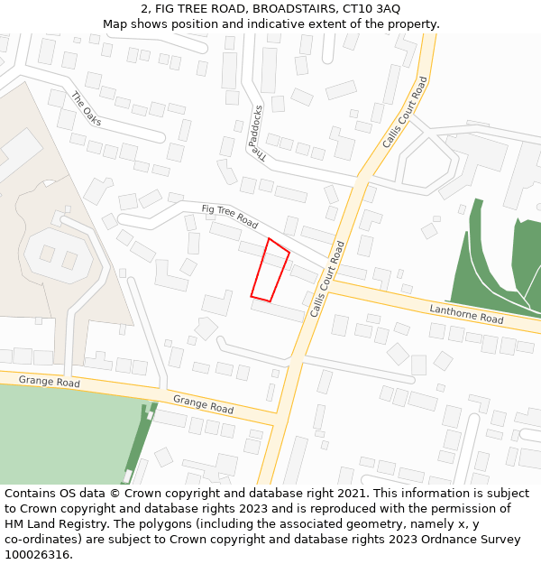 2, FIG TREE ROAD, BROADSTAIRS, CT10 3AQ: Location map and indicative extent of plot