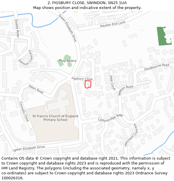 2, FIGSBURY CLOSE, SWINDON, SN25 1UA: Location map and indicative extent of plot