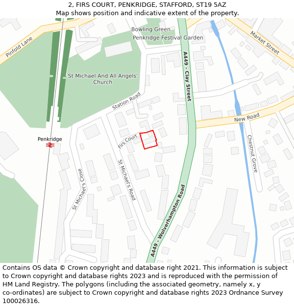 2, FIRS COURT, PENKRIDGE, STAFFORD, ST19 5AZ: Location map and indicative extent of plot