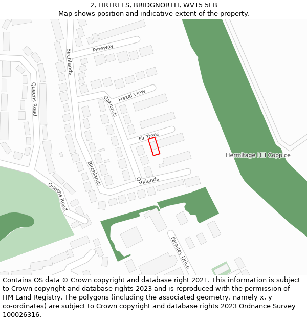 2, FIRTREES, BRIDGNORTH, WV15 5EB: Location map and indicative extent of plot