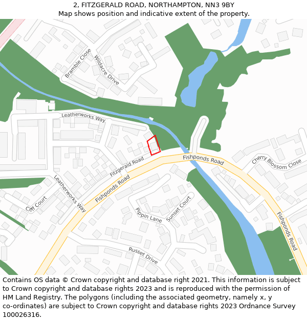 2, FITZGERALD ROAD, NORTHAMPTON, NN3 9BY: Location map and indicative extent of plot