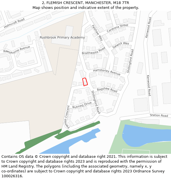 2, FLEMISH CRESCENT, MANCHESTER, M18 7TR: Location map and indicative extent of plot