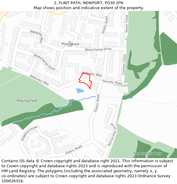 2, FLINT PATH, NEWPORT, PO30 2FN: Location map and indicative extent of plot