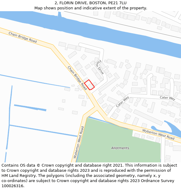 2, FLORIN DRIVE, BOSTON, PE21 7LU: Location map and indicative extent of plot