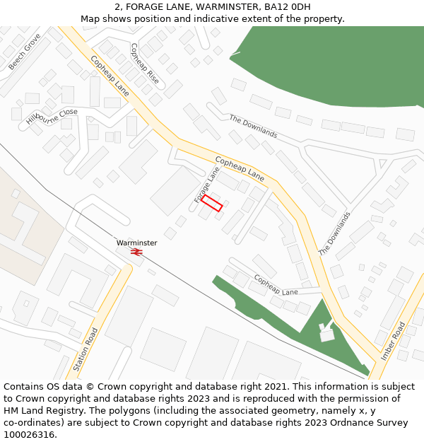 2, FORAGE LANE, WARMINSTER, BA12 0DH: Location map and indicative extent of plot