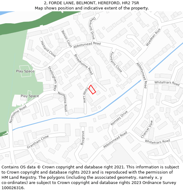 2, FORDE LANE, BELMONT, HEREFORD, HR2 7SR: Location map and indicative extent of plot