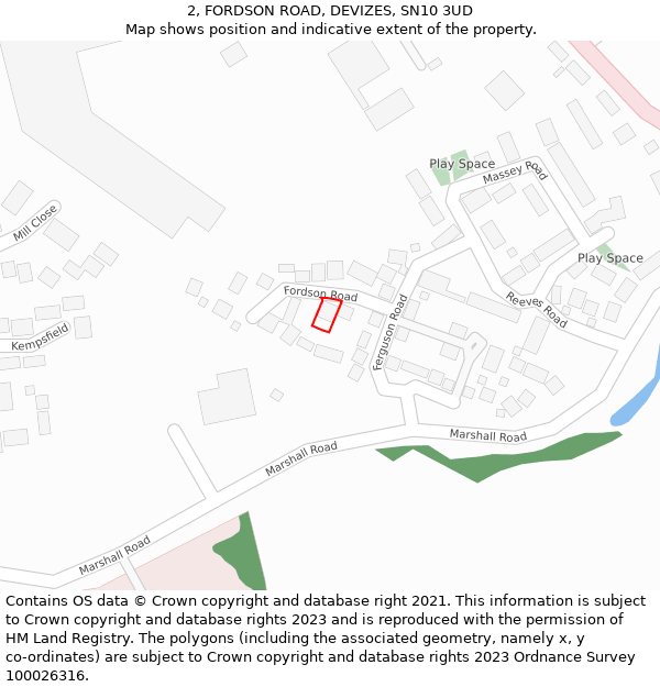 2, FORDSON ROAD, DEVIZES, SN10 3UD: Location map and indicative extent of plot