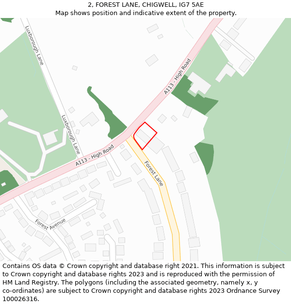 2, FOREST LANE, CHIGWELL, IG7 5AE: Location map and indicative extent of plot