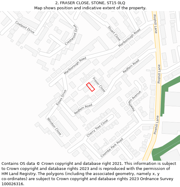 2, FRASER CLOSE, STONE, ST15 0LQ: Location map and indicative extent of plot