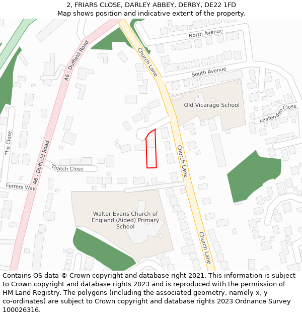 2, FRIARS CLOSE, DARLEY ABBEY, DERBY, DE22 1FD: Location map and indicative extent of plot