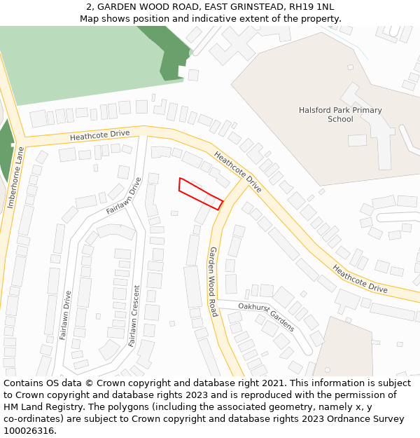 2, GARDEN WOOD ROAD, EAST GRINSTEAD, RH19 1NL: Location map and indicative extent of plot