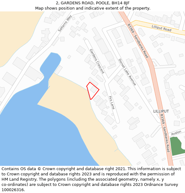 2, GARDENS ROAD, POOLE, BH14 8JF: Location map and indicative extent of plot