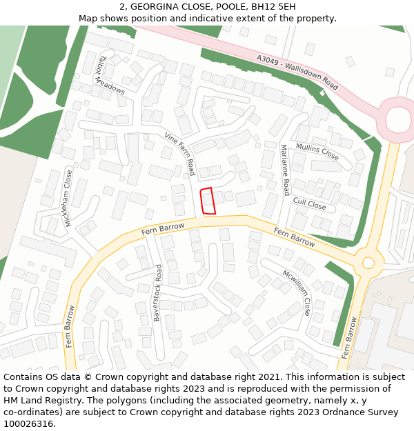 2, GEORGINA CLOSE, POOLE, BH12 5EH: Location map and indicative extent of plot