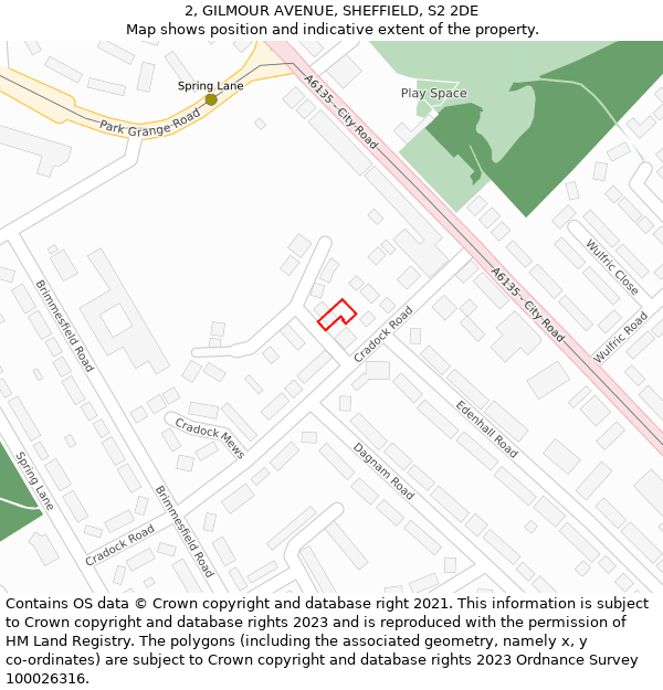 2, GILMOUR AVENUE, SHEFFIELD, S2 2DE: Location map and indicative extent of plot