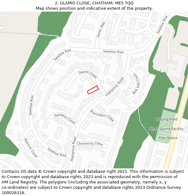 2, GLAMIS CLOSE, CHATHAM, ME5 7QQ: Location map and indicative extent of plot