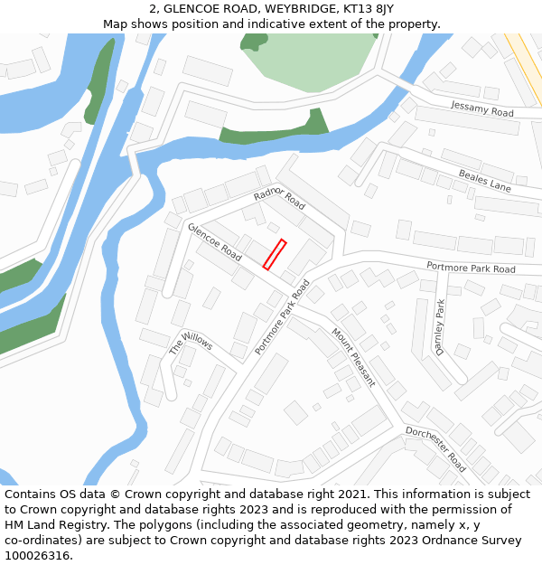 2, GLENCOE ROAD, WEYBRIDGE, KT13 8JY: Location map and indicative extent of plot