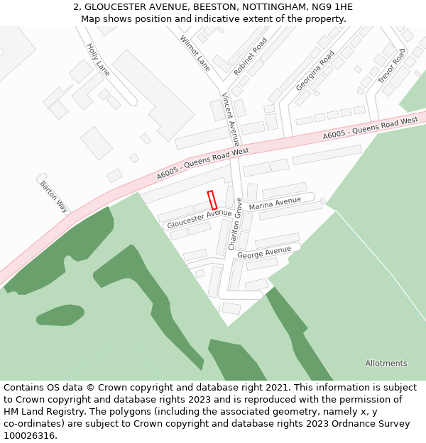 2, GLOUCESTER AVENUE, BEESTON, NOTTINGHAM, NG9 1HE: Location map and indicative extent of plot