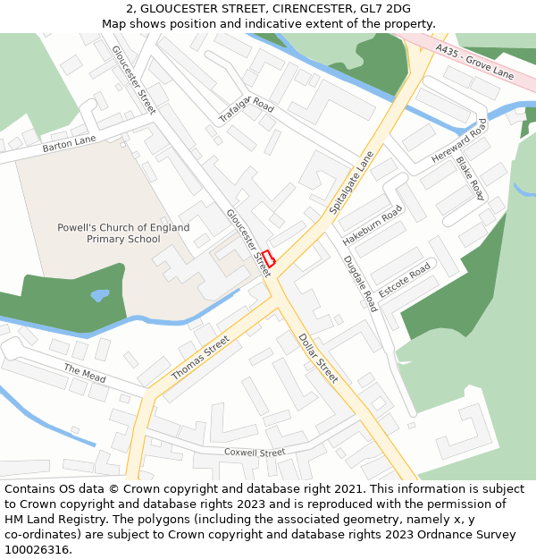 2, GLOUCESTER STREET, CIRENCESTER, GL7 2DG: Location map and indicative extent of plot